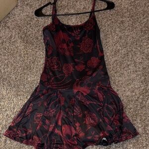 SHEIN Red and Black Patterned Dress